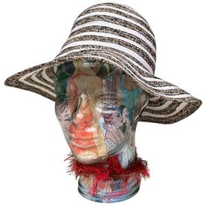 Laura Verdiani Striped Summer Bucket Hat, Striped Black and White Wide Brim Hat